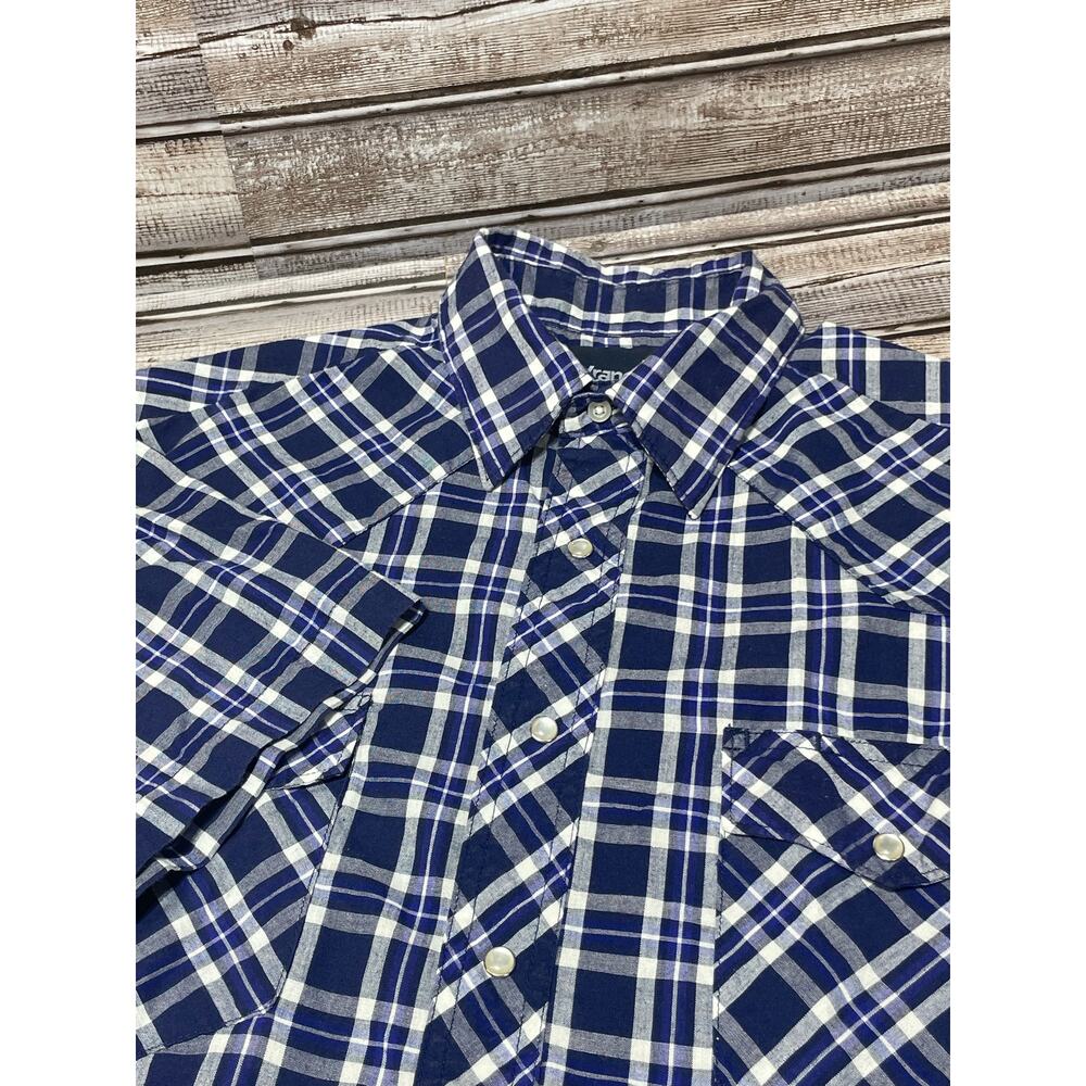Wrangler Men's Pearl Snap Short Sleeve Shirt Lightweight Blue Size Large